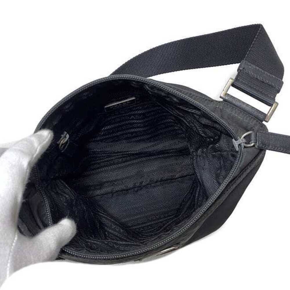 Prada Shoulder Bag Black Silver Nero Black Tessuto Sacoche Triangle Plate - Picture 7 of 10